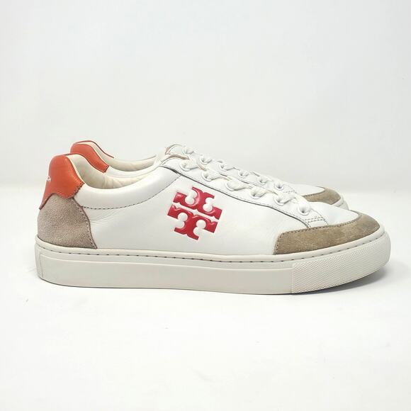 Tory Burch Andrea Color Block Court Sneaker Snow White Seashell Pink Size US 8 - Picture 4 of 10